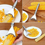 Stainless Steel Corn Peeler with Ergonomic Ultra Sharp Blades for Effortless Kernel Removal (Silver)