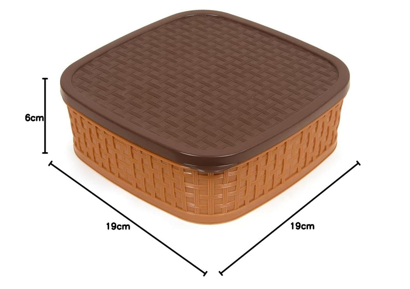 Plastic Square Multipurpose Masala/Spice/Dry Fruit Box Set 1 Piece- Brown (Masala Box -7 in 1)